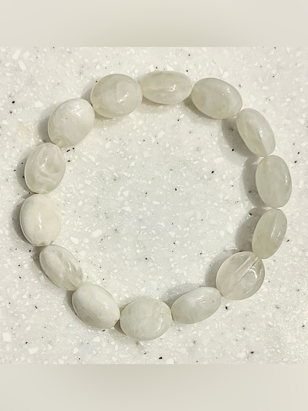 Vintage White Beaded Stretch Bracelet